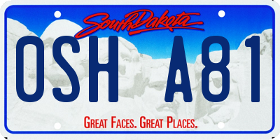 SD license plate 0SHA81