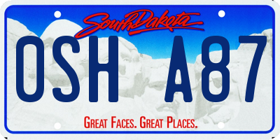 SD license plate 0SHA87