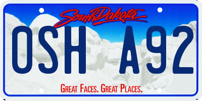SD license plate 0SHA92