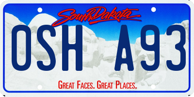 SD license plate 0SHA93
