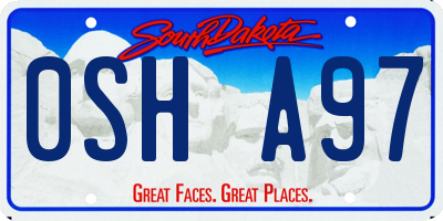 SD license plate 0SHA97