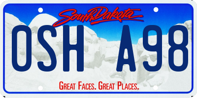 SD license plate 0SHA98