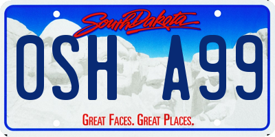 SD license plate 0SHA99