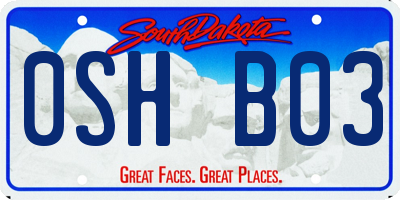 SD license plate 0SHB03