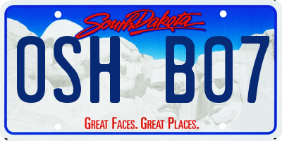 SD license plate 0SHB07