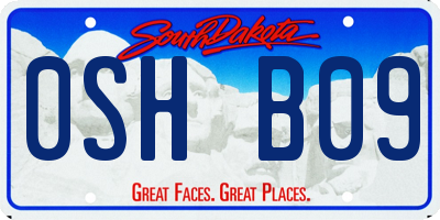 SD license plate 0SHB09