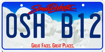 SD license plate 0SHB12