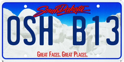 SD license plate 0SHB13