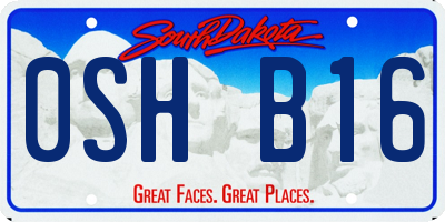 SD license plate 0SHB16