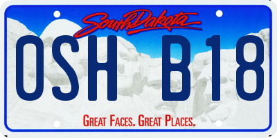 SD license plate 0SHB18