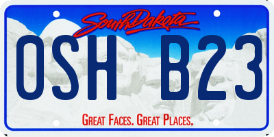 SD license plate 0SHB23