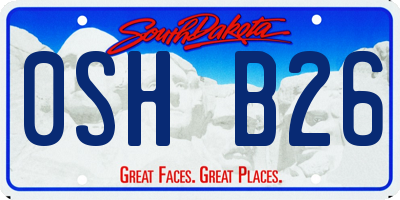 SD license plate 0SHB26