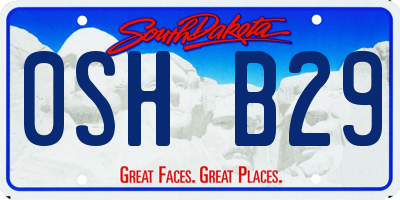 SD license plate 0SHB29