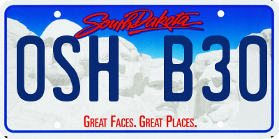SD license plate 0SHB30