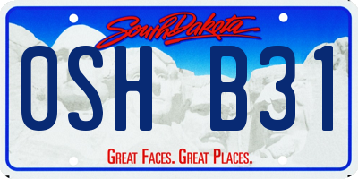SD license plate 0SHB31