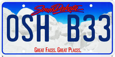 SD license plate 0SHB33