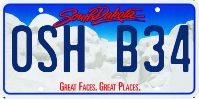 SD license plate 0SHB34