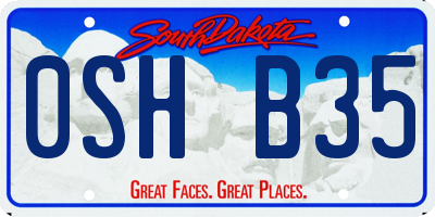 SD license plate 0SHB35