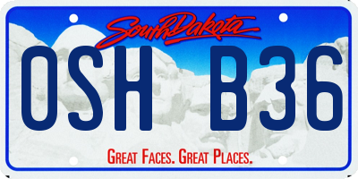 SD license plate 0SHB36