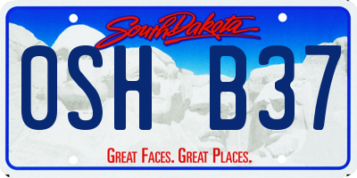 SD license plate 0SHB37