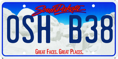 SD license plate 0SHB38