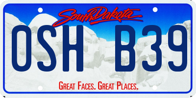 SD license plate 0SHB39
