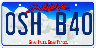SD license plate 0SHB40