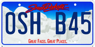 SD license plate 0SHB45