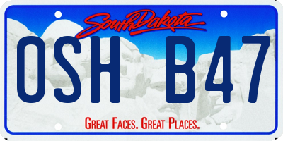 SD license plate 0SHB47