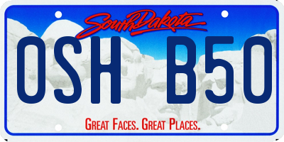 SD license plate 0SHB50