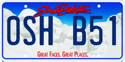 SD license plate 0SHB51