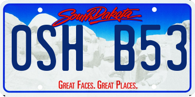 SD license plate 0SHB53