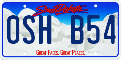 SD license plate 0SHB54