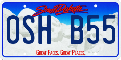 SD license plate 0SHB55
