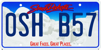 SD license plate 0SHB57