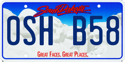 SD license plate 0SHB58