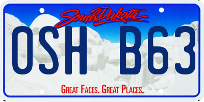 SD license plate 0SHB63
