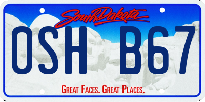 SD license plate 0SHB67