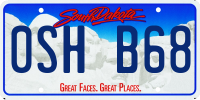 SD license plate 0SHB68