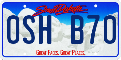 SD license plate 0SHB70