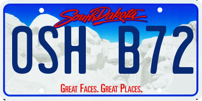 SD license plate 0SHB72