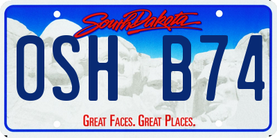 SD license plate 0SHB74