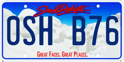 SD license plate 0SHB76