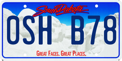 SD license plate 0SHB78