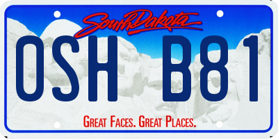 SD license plate 0SHB81