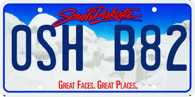 SD license plate 0SHB82