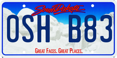 SD license plate 0SHB83