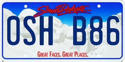 SD license plate 0SHB86