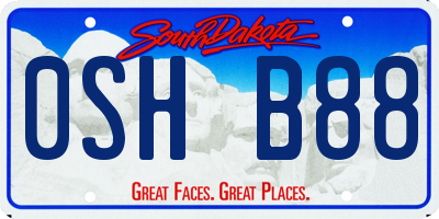 SD license plate 0SHB88