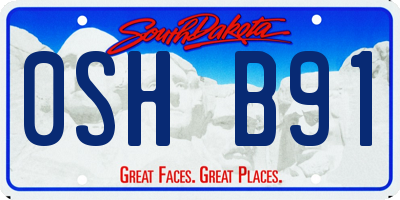 SD license plate 0SHB91